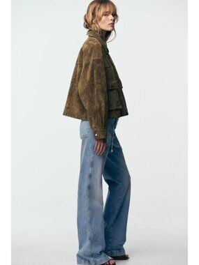 ZARA 100% LEATHER BOMBER JACKET